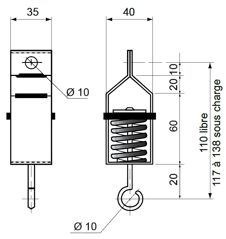 Hutchinson Paulstra VE101 hanger dimensional drawing